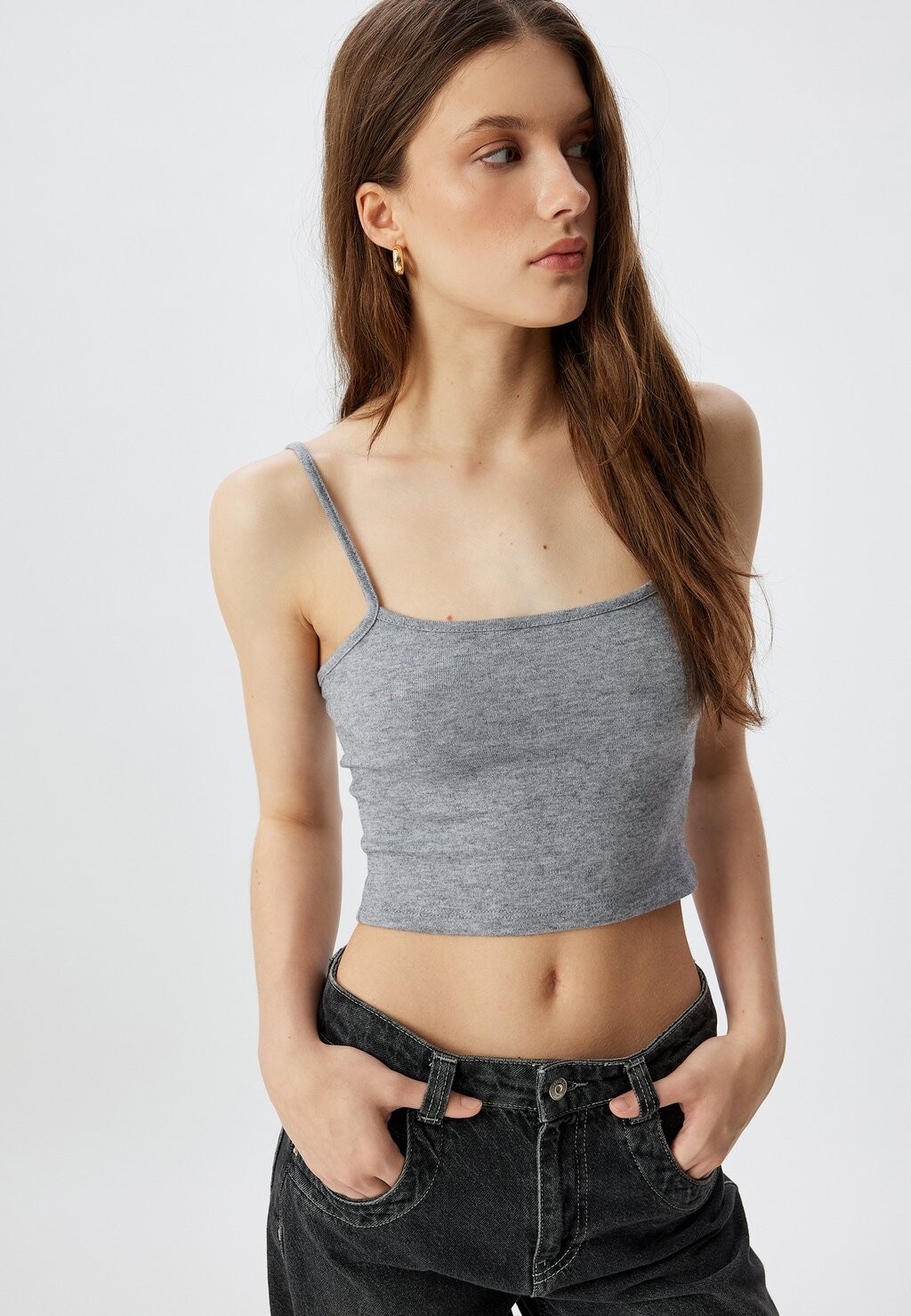 

Топ STRAPPY CROP Koton, серый
