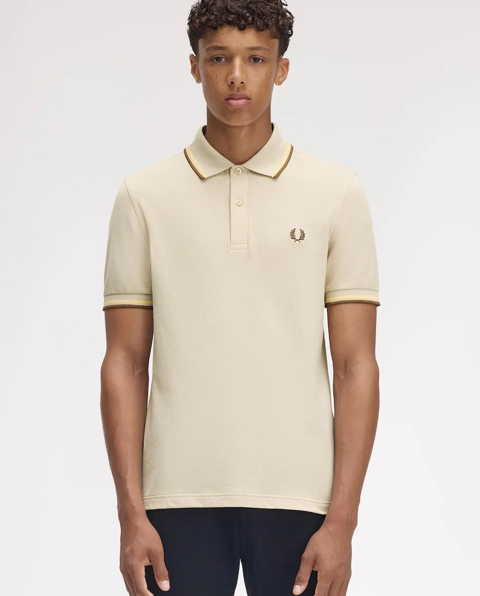 

Мужская поло с коротким рукавом и контрастной отделкой Fred Perry, бежевый