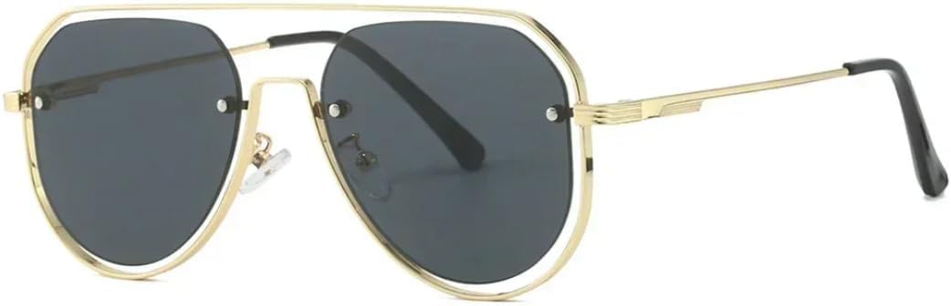 

Мужские солнцезащитные очки в стиле ретро с металлическими двойными перемычками, градиентные линзы, защита от УФ-излучения UV400, женские солнцезащитные очки в стиле панк SZVVBKK, Gold Black