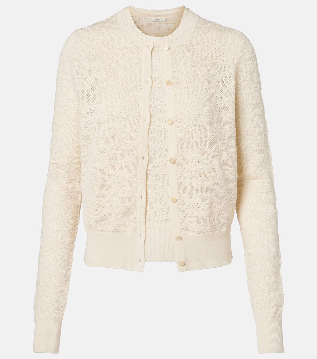 

Комплект из хлопкового и шелкового топа и кардигана Chloé, Iconic Milk