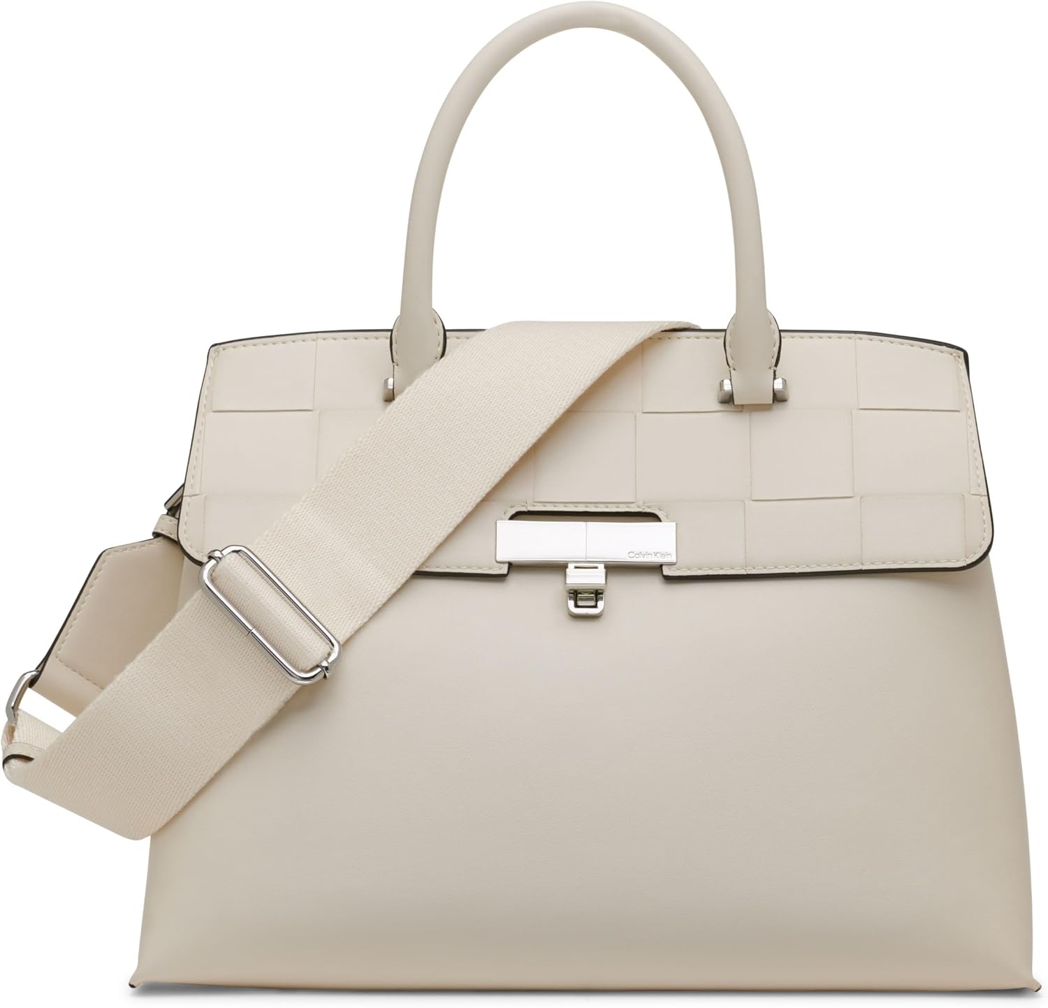 

Женская сумка-сэтчел Calvin Klein Becky Turn Lock - 2 в 1, веганская кожа, 3 кармана, Cherub White Woven, Белый, Женская сумка-сэтчел Calvin Klein Becky Turn Lock - 2 в 1, веганская кожа, 3 кармана, Cherub White Woven