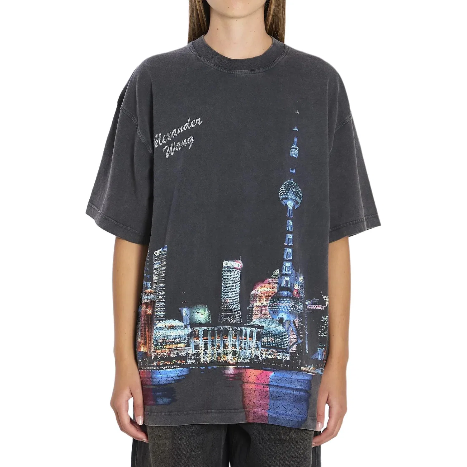 Футболка с принтом Alexander Wang черная