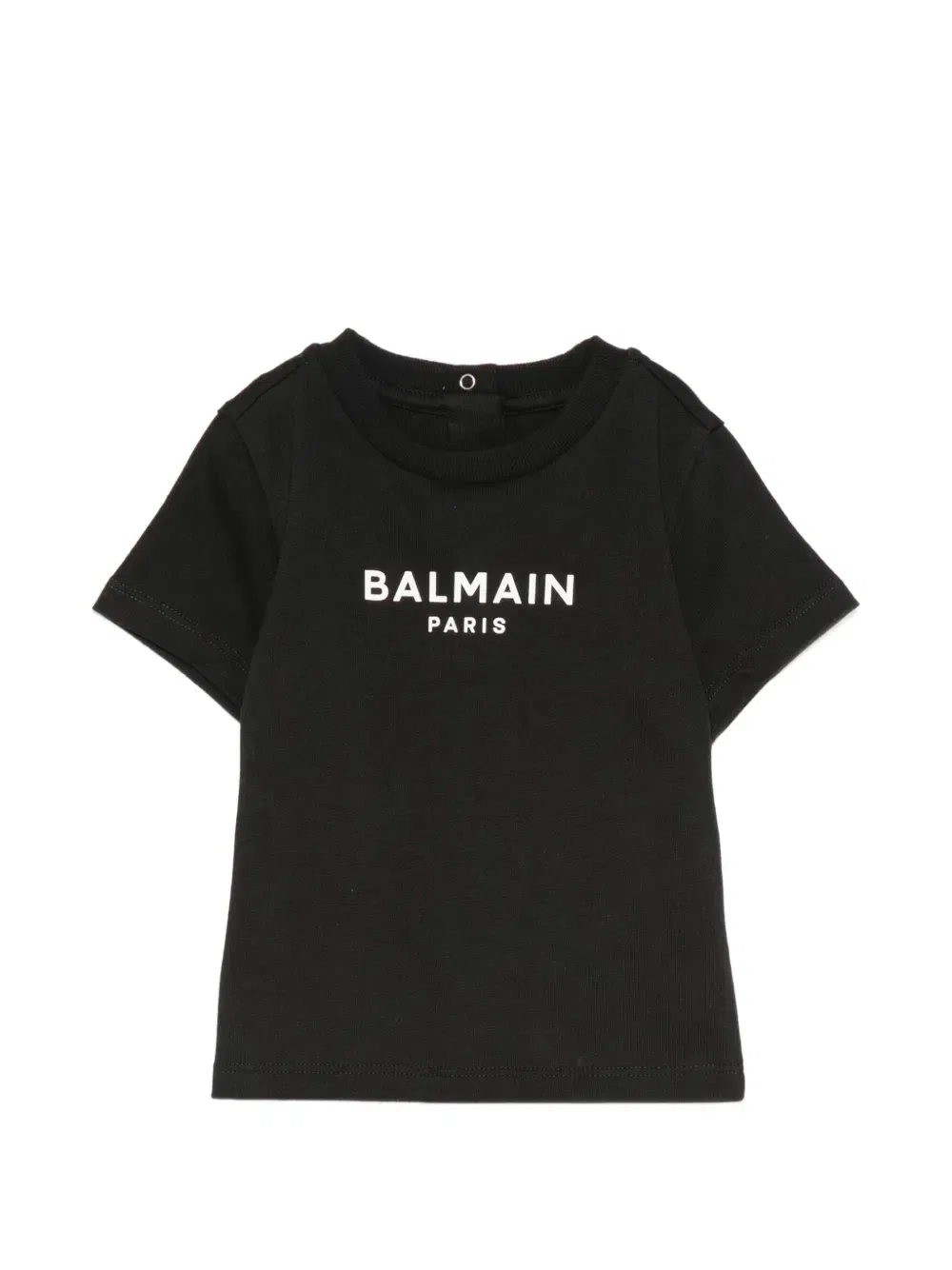 Хлопковая футболка на кнопках с логотипом Balmain Kids, черный