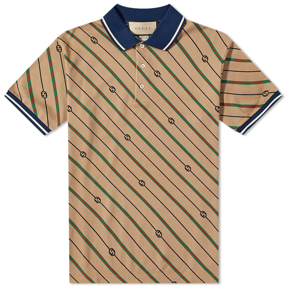 

Поло Gucci Gg Diag Stripe Polo, цвет Light Camel