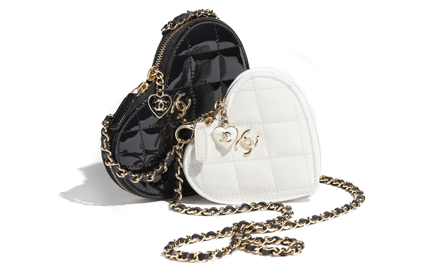CHANEL Лакированная кожаная клатч через плечо на одно плечо женский черно-белый — фото 2
