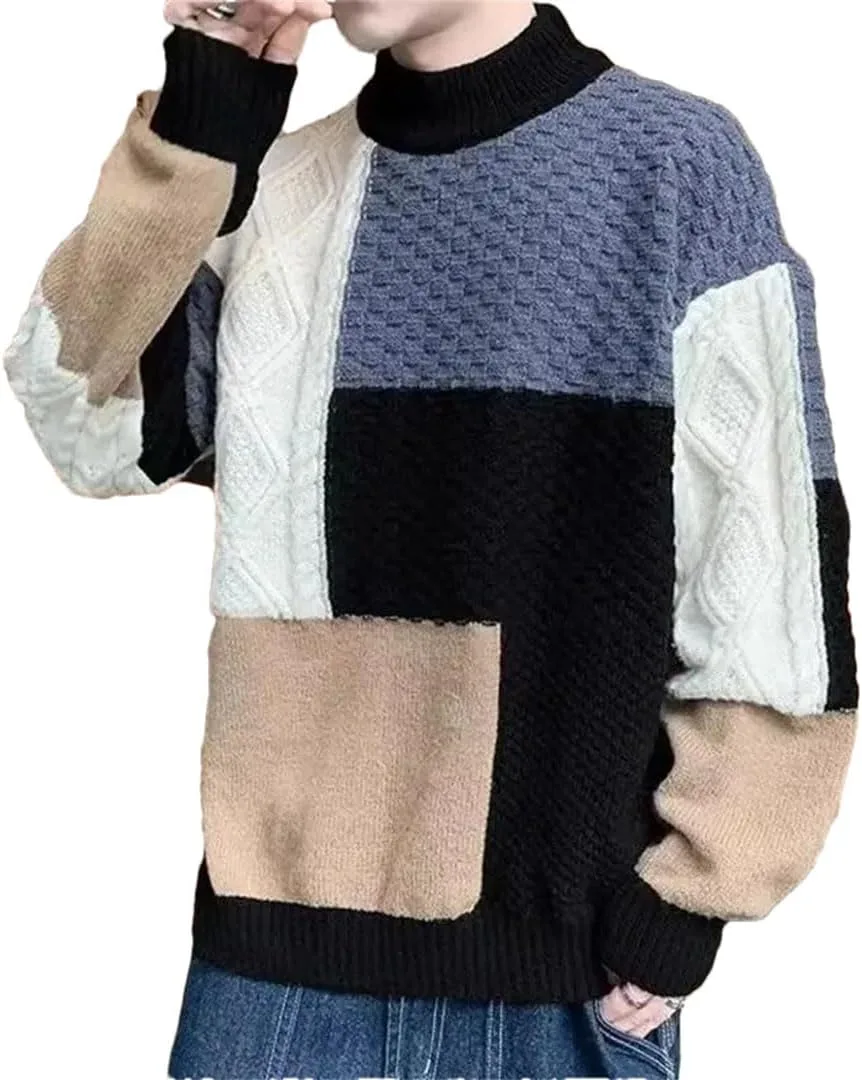 

Мужской полуводолазный свитер зимний свободный фасон вязаный топ