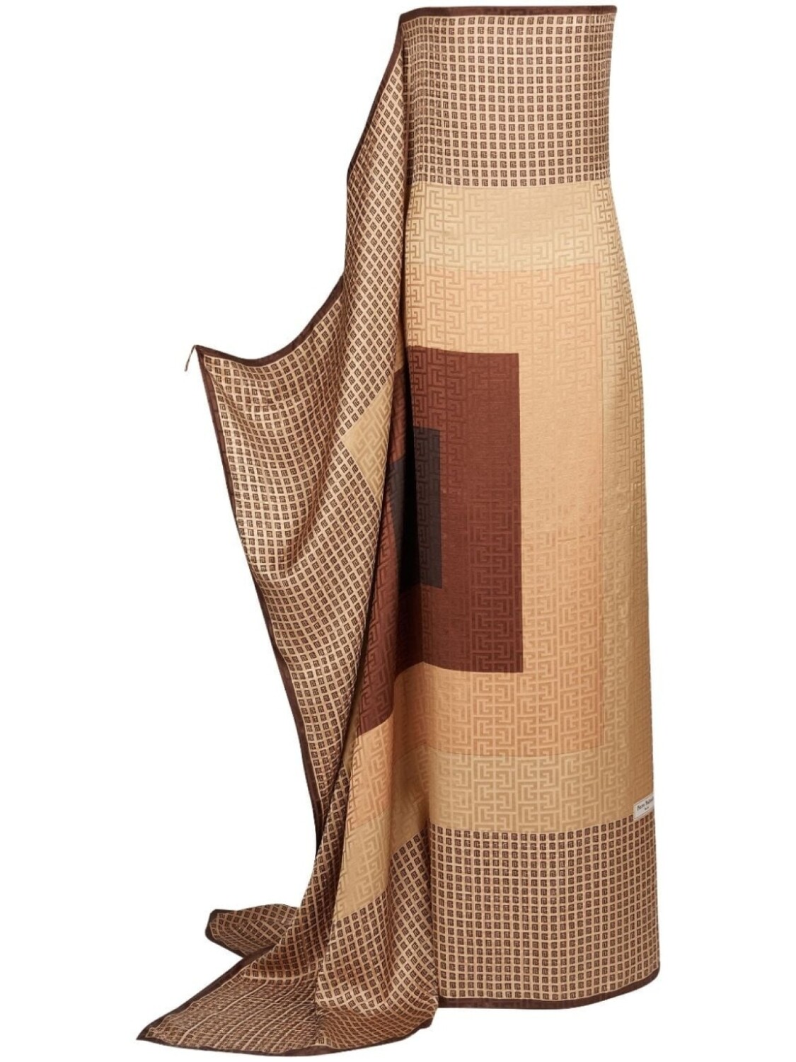 

Balmain шелковое платье макси с монограммой, коричневый