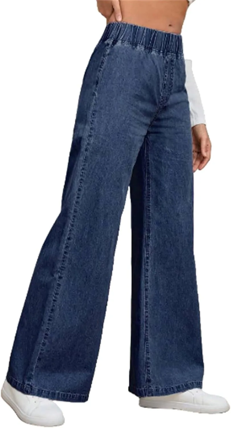 Женские джинсы wide leg с высокой эластичной талией