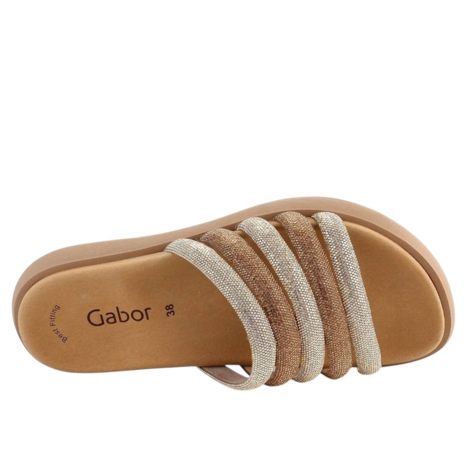 Женские сандалии Abbott Metallic Slide золотистые комби GABOR, золотой — фото 3