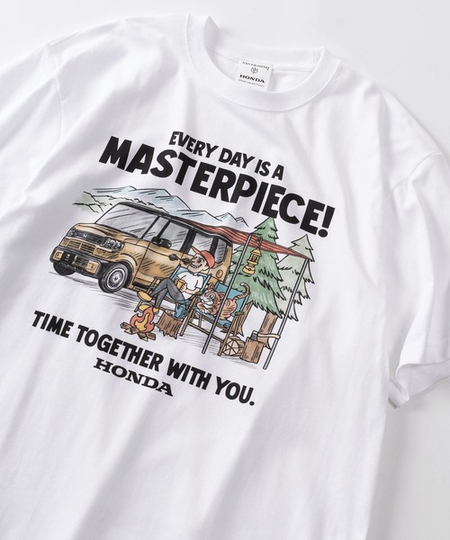 

Футболка с коротким рукавом, круглым вырезом, принт "Make a ray!", Honda, белый