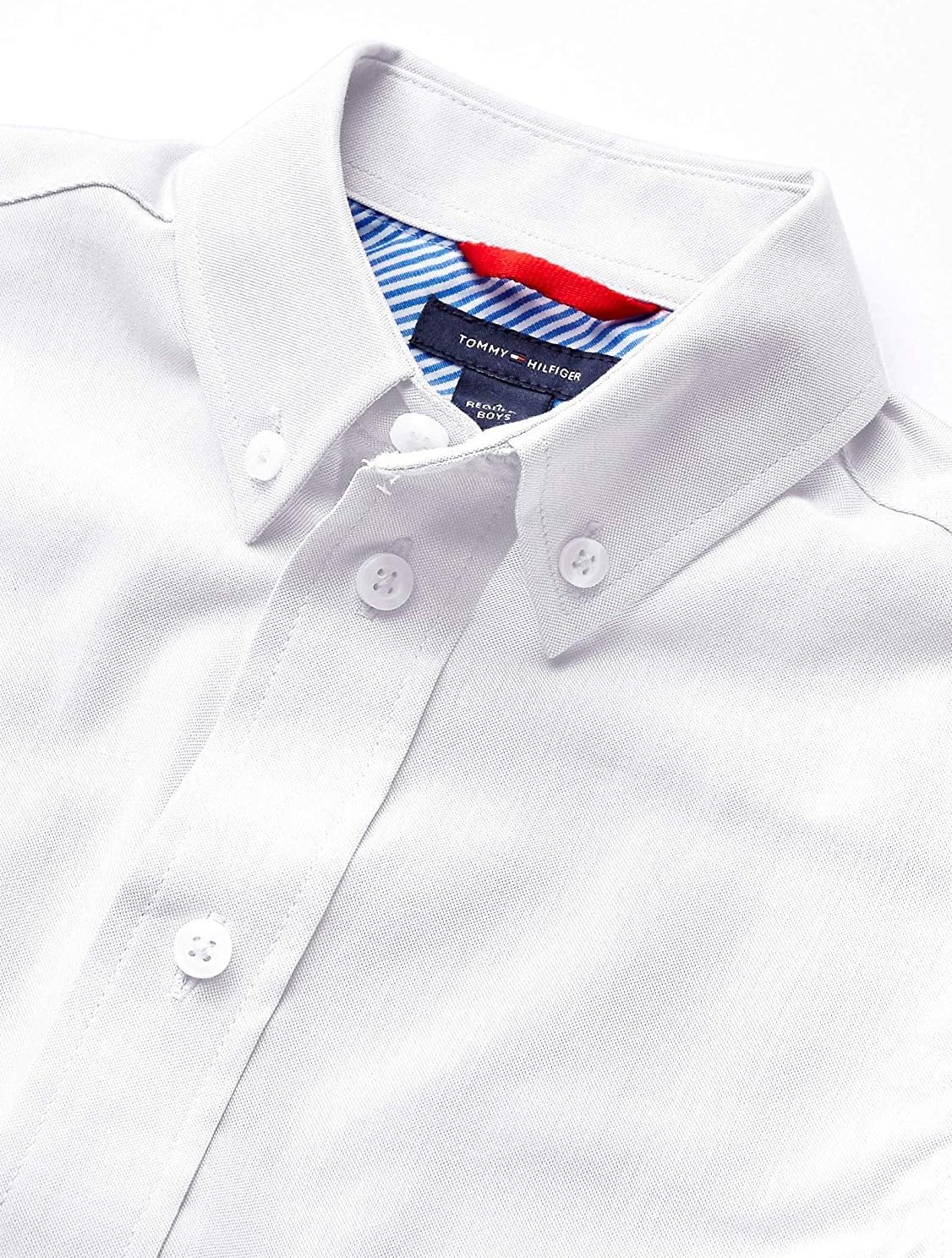 Рубашка Tommy Hilfiger Boys с длинными рукавами, воротником, застежкой на пуговицы и манжетами, в клетку "гингем", White — фото 3