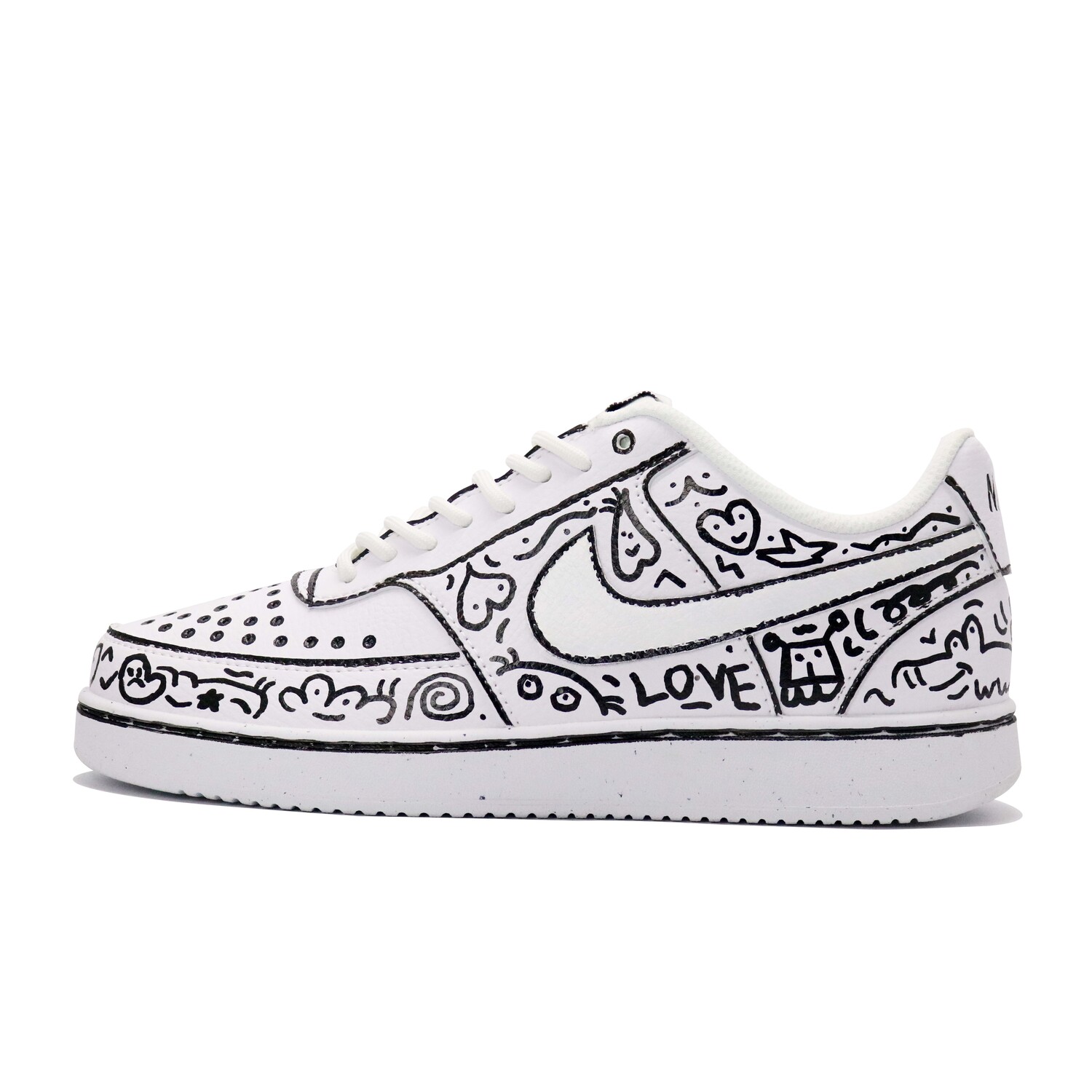 

Кроссовки Nike Court Vision 1 Skateboard Shoes Men Low-Top Black White, Черный, Кроссовки Nike Court Vision 1 Skateboard Shoes Men Low-Top Black White