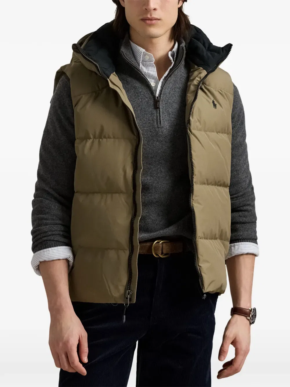 Стеганый жилет с капюшоном Polo Ralph Lauren, коричневый — фото 3