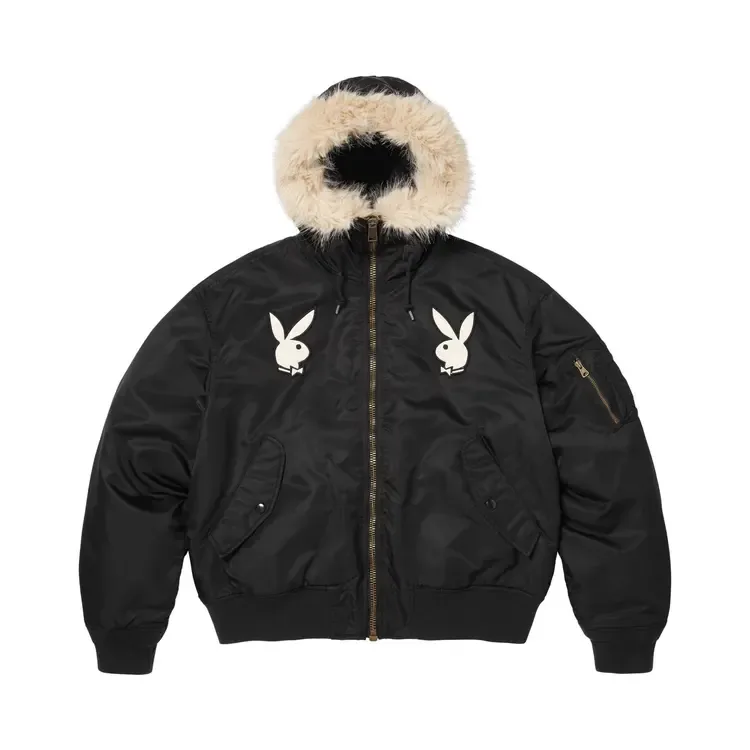 Толстовка Supreme x Playboy Hooded Ma-1 'Black'
