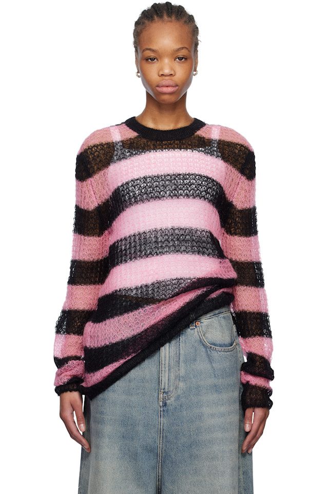 

Полосатый вязаный свитер We11Done, розовый