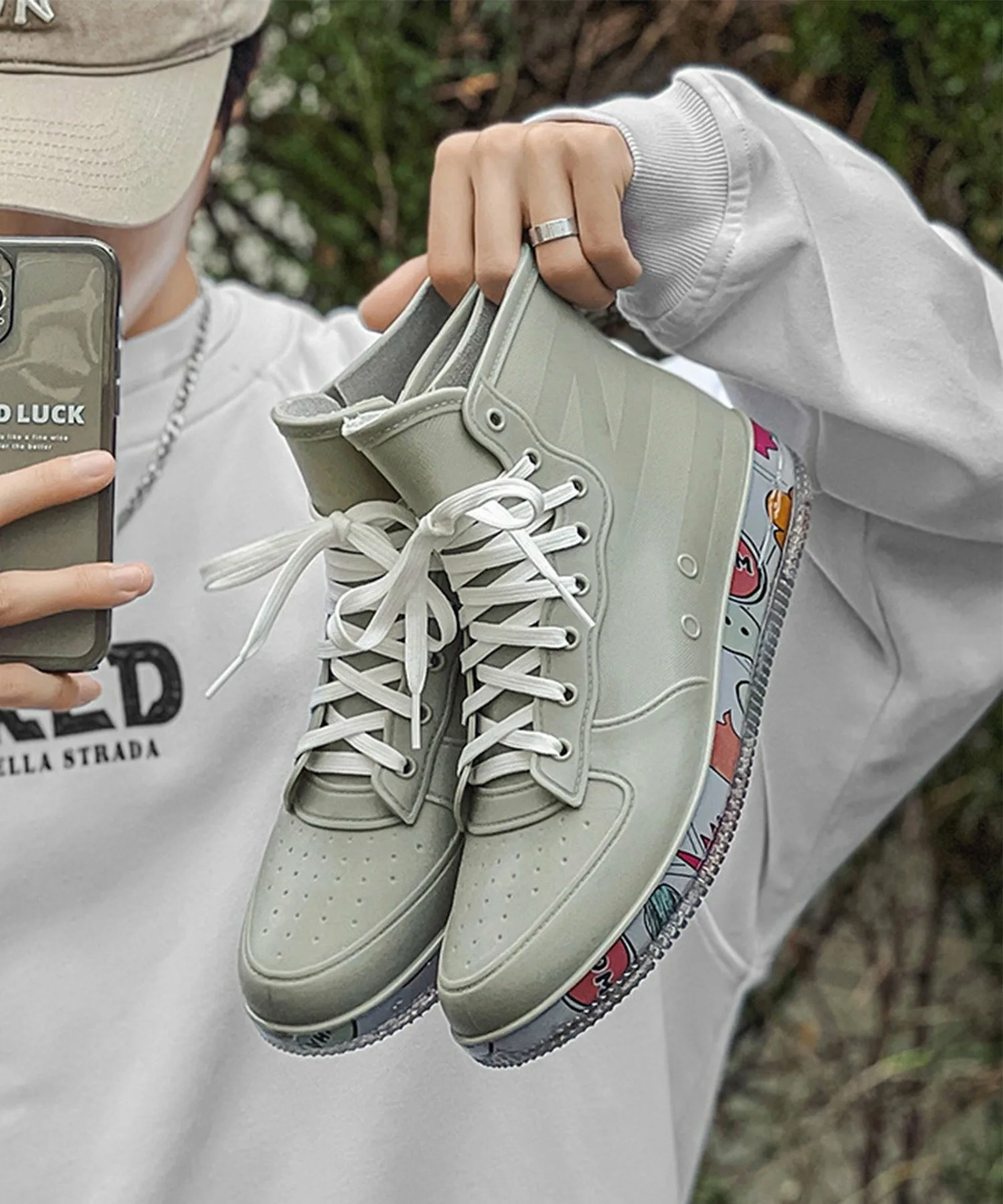 Мужские резиновые сапоги aimoha на шнуровке Aimoha Mens, цвет Gray — фото 4