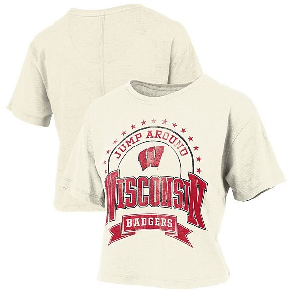 

Женская футболка Wisconsin Badgers с эффектом поношенности Pressbox
