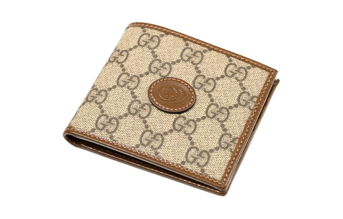 GUCCI Кожаный бумажник на холсте мужской Ebony/Brown — фото 2