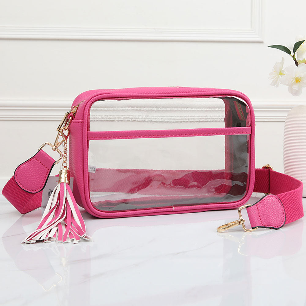 

Искусственная кожа прозрачная прямоугольная сумка через плечо FASHNZFAB, фуксия