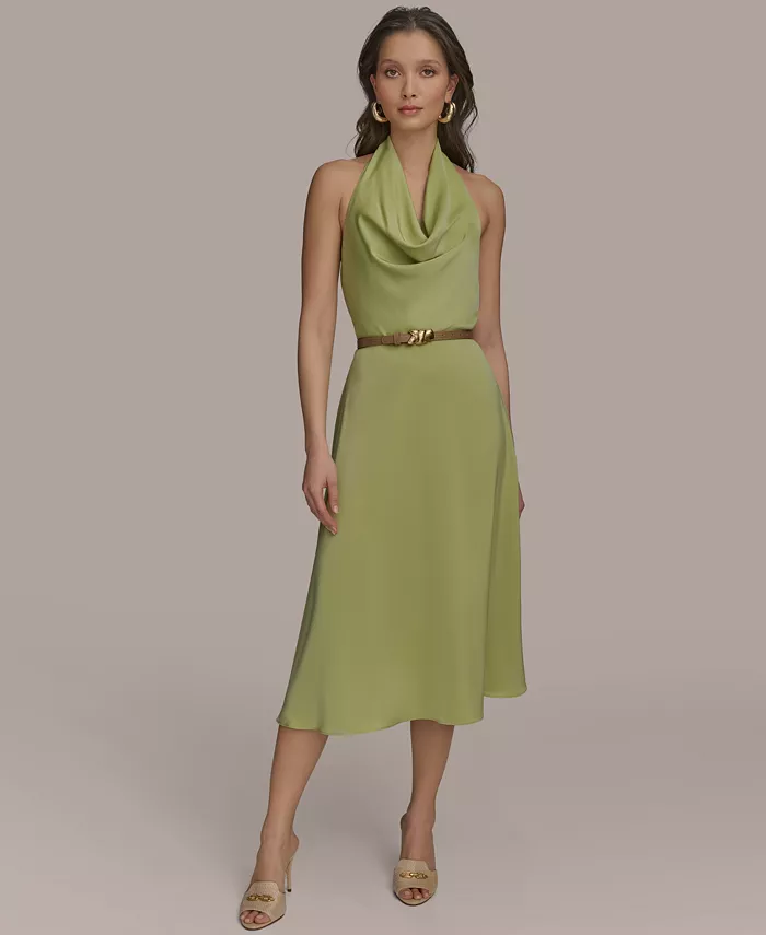 

Платье миди с поясом и капюшоном из сатина Petite Donna Karan New York, зеленый