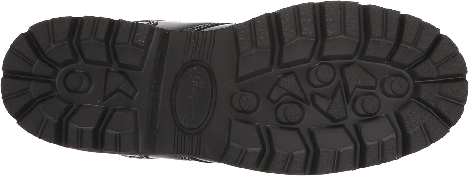 Рабочие туфли Thorogood Uniform Classics Steel Toe Oxford для мужчин и женщин, изготовленные из полируемой кожи с высоким блеском, с рантовой конструкцией Goodyear Storm Welt и нескользящей подошвой из ЭВА с выступами, черный — фото 4