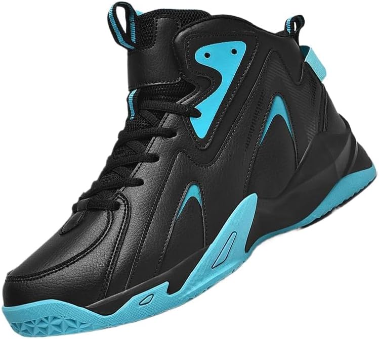 

Большие мужские высокие баскетбольные кроссовки - дышащие, с нескользящей подошвой и шнуровкой для занятий в зале, на улице, бега и ходьбы Fusecottc, Cyan