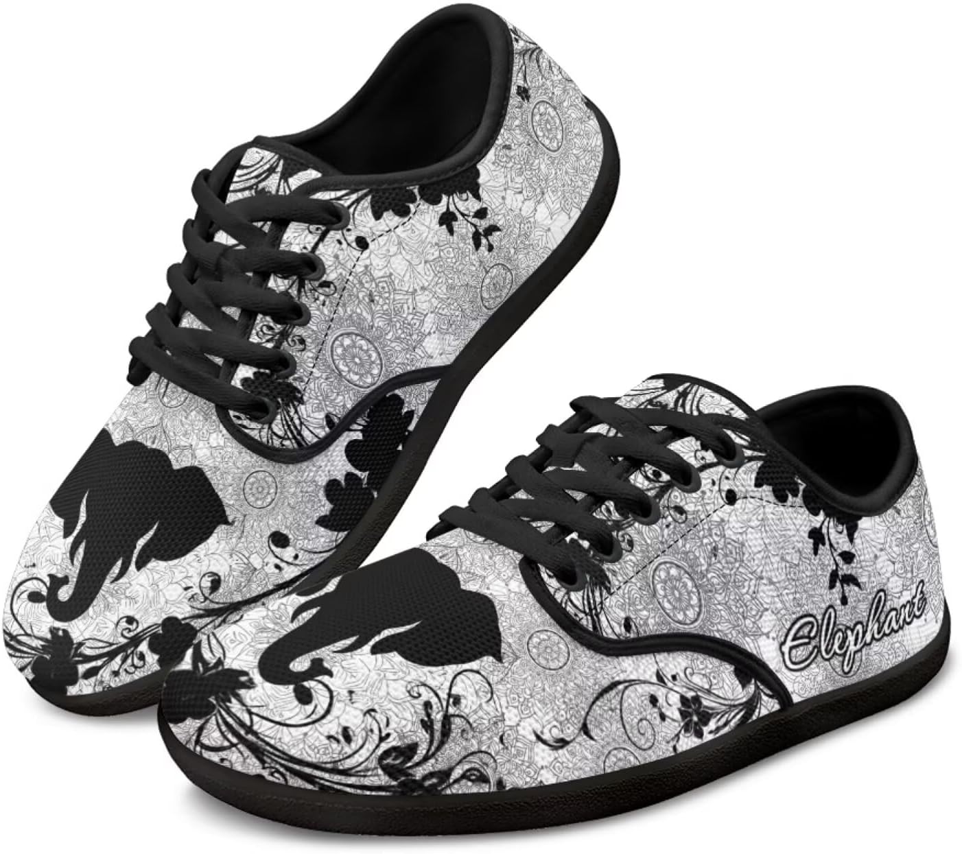 

Широкие кроссовки с животным принтом для ходьбы с отделкой на носок, шнуровкой, минималистичные, противоскользящие теннисные кроссовки для женщин и мужчин Pointodoor, Elephant Boho Mandala