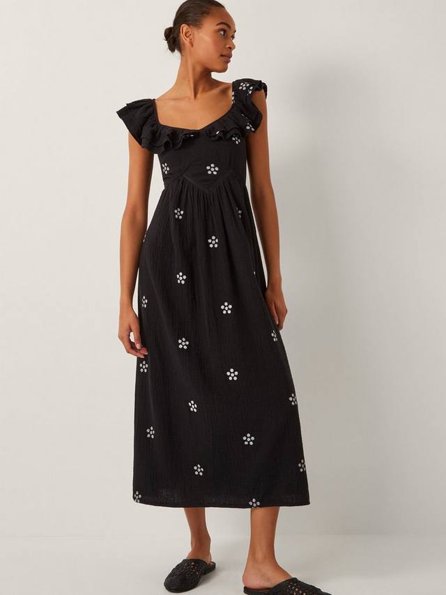 

Платье миди с рюшами на рукавах Daisy Monsoon, Black