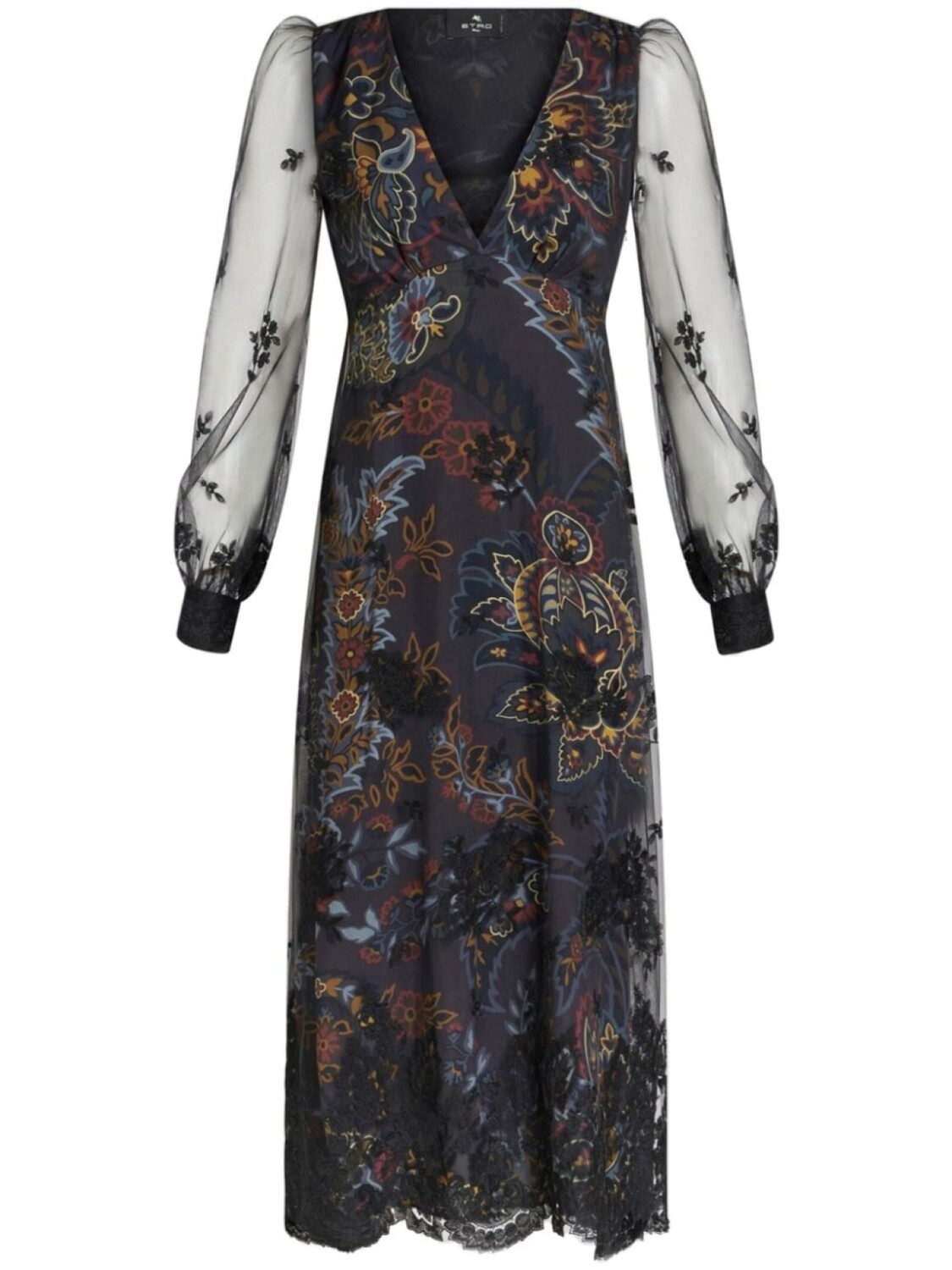 

ETRO длинное платье из крепдешина, черный