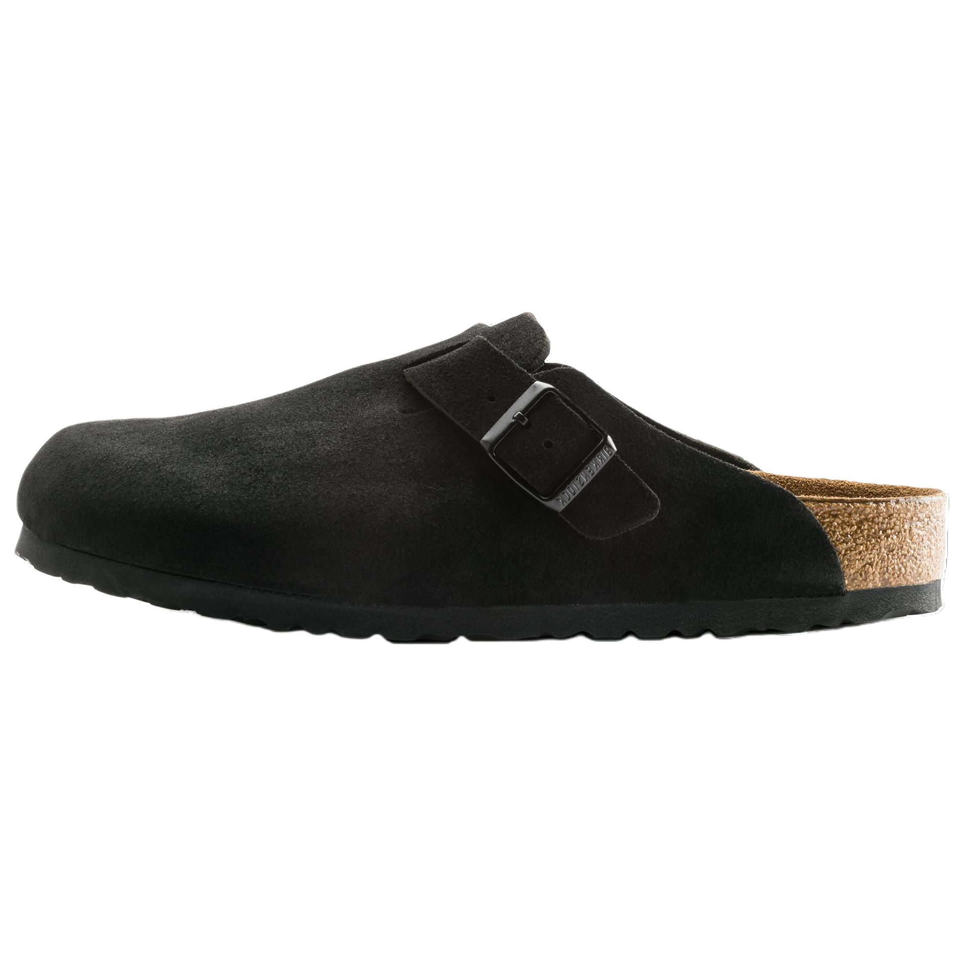 Бостонская замшевая модель Birkenstock 'Black' с мягкой стелькой
