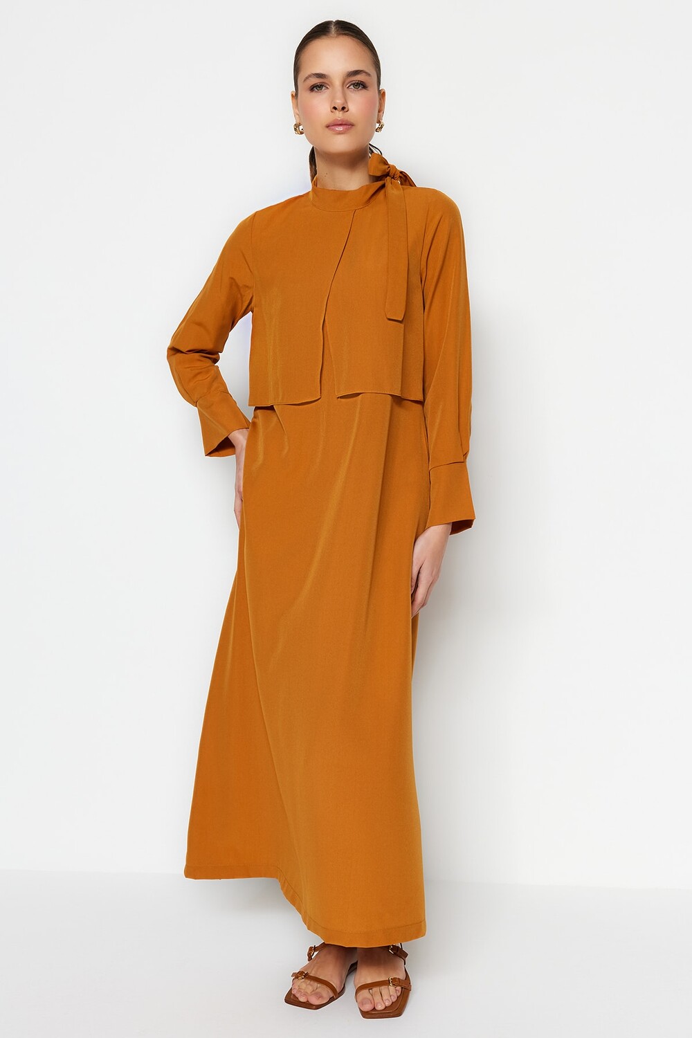 

Платье - Оранжевый - А-силуэт Trendyol Modest, оранжевый