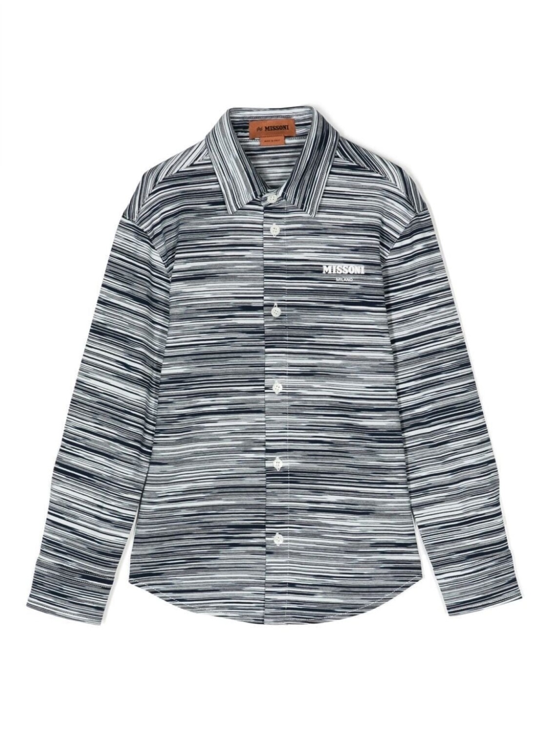

Missoni Kids полосатая рубашка с тисненым логотипом, синий