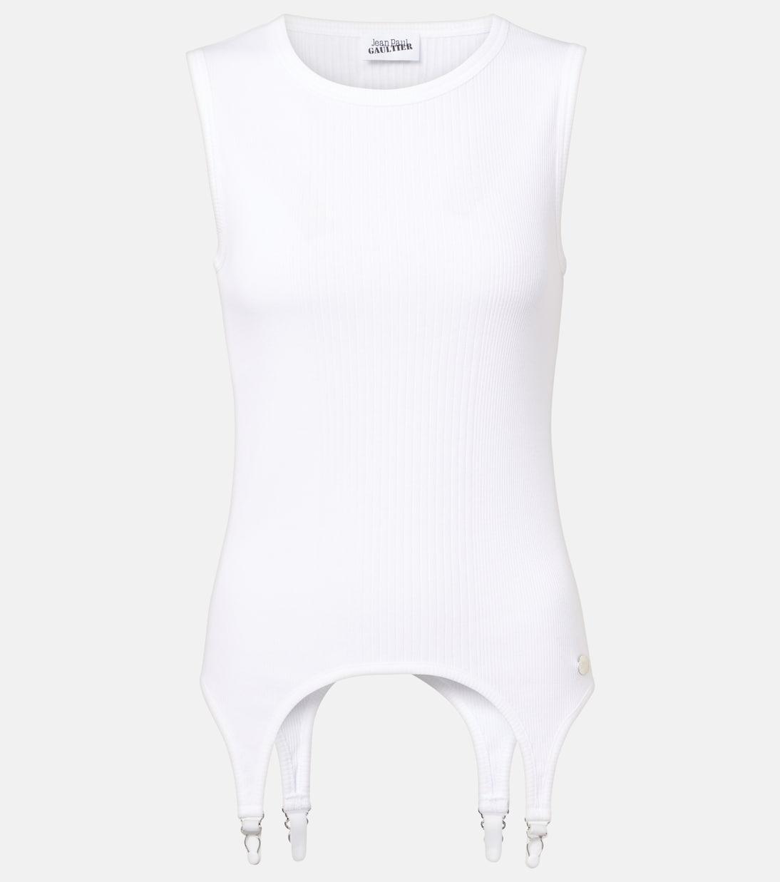 

Майка из хлопкового джерси в рубчик Jean Paul Gaultier, белый