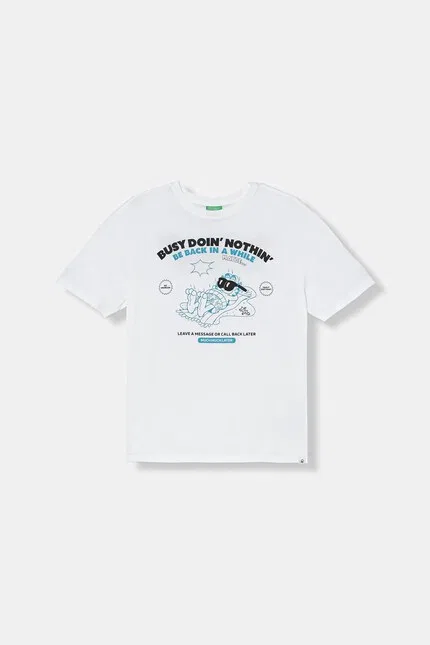 Футболка с принтом Garfield United Colors of Benetton, белый