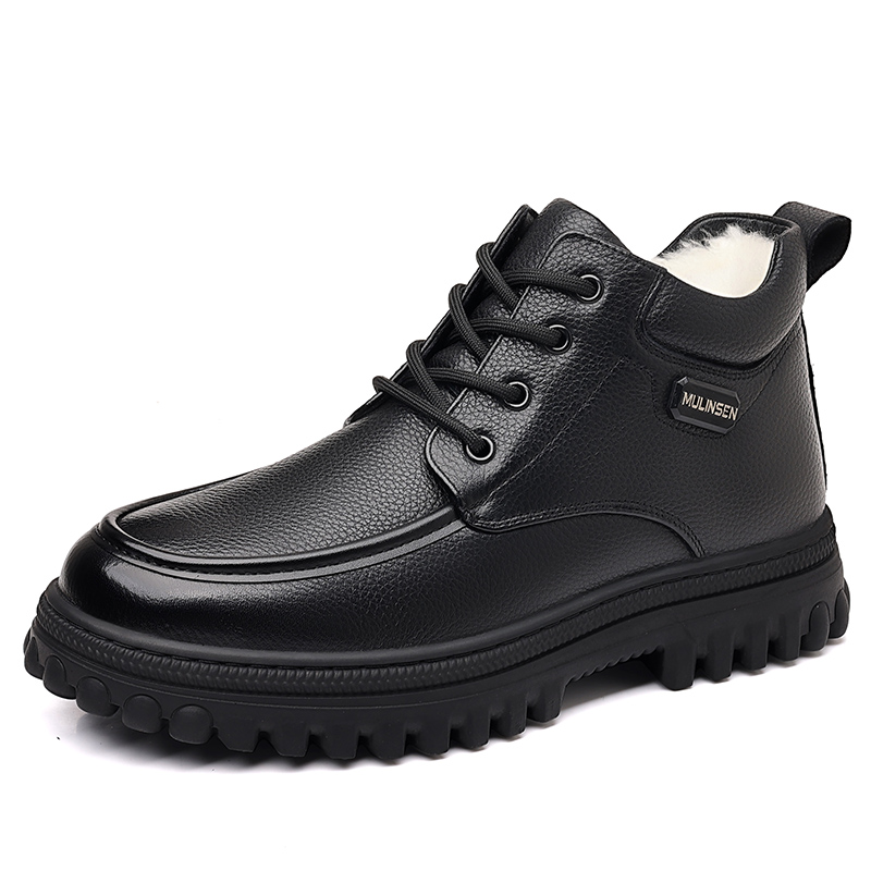 

Mulinsen Мужские зимние ботинки черные с утеплителем на шнуровке, цвет Black Padded (Lace-Up)