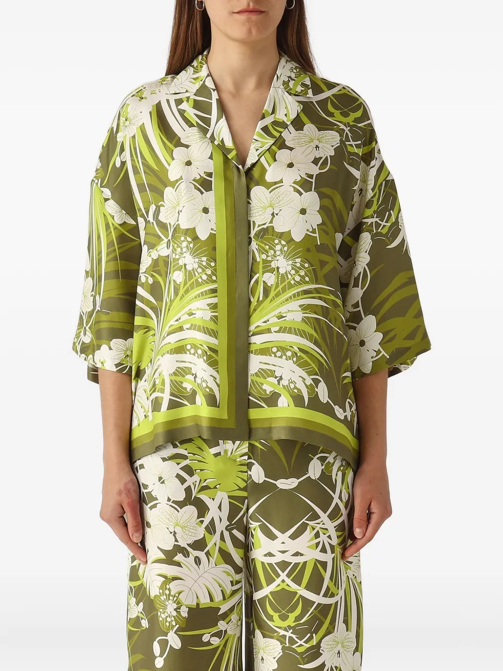

Рубашка с цветочным принтом MAX MARA, зеленый