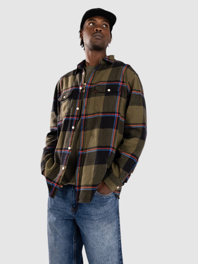 Рубашка Levi's Jackson Worker Hemd, huck plaid olive night fl
