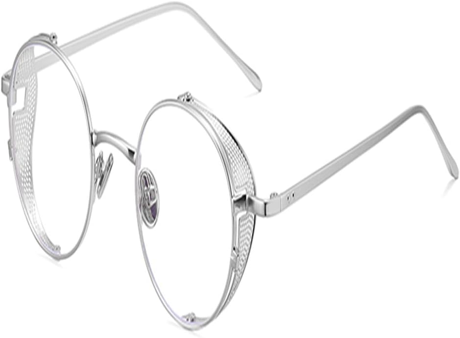 

Женские ретро-солнцезащитные очки в стиле стимпанк с боковыми щитками из золотистого металла; мужские ретро-солнцезащитные очки круглой формы с полой оправой и защитой от УФ-излучения UV400 KTUCN, Silver With Clear