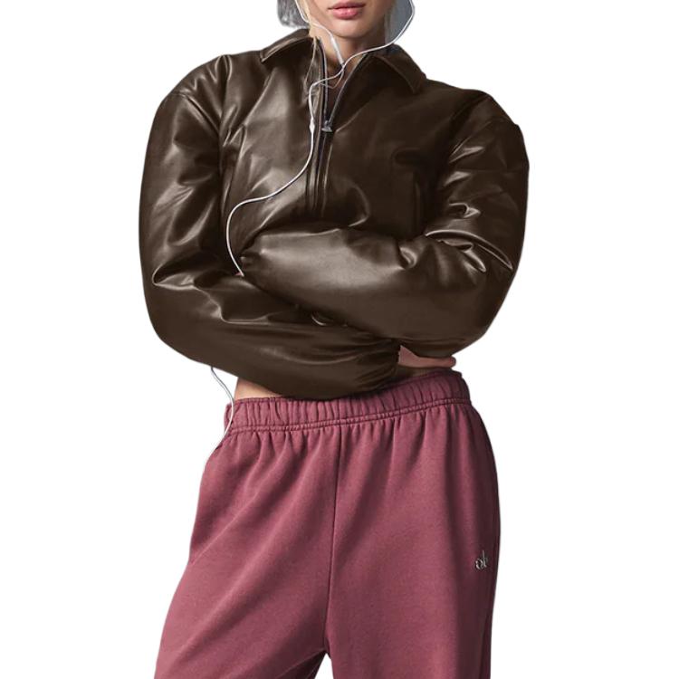 

Искусственная кожа укороченные премьер бомберы и пальто женские Alo Yoga, коричневый/коричневый