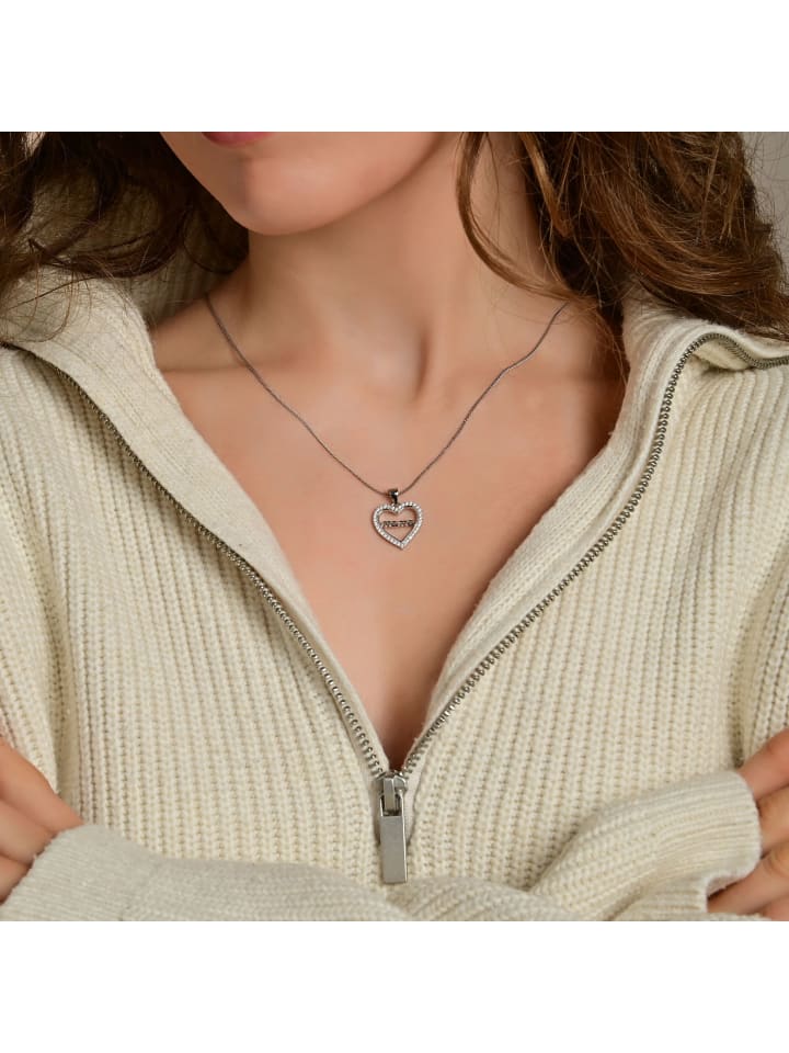 

Adeliás Женский кулон - Сердце. Кулон в форме сердца из серебра 925 пробы с кубическим цирконием в серебряной оправе