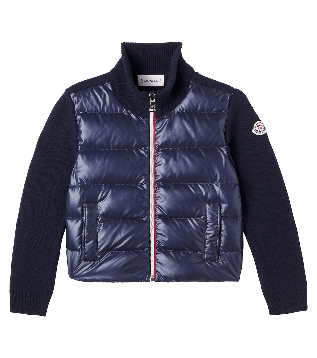 

Рельефный кардиган на пуху Moncler Enfant, темно-синий
