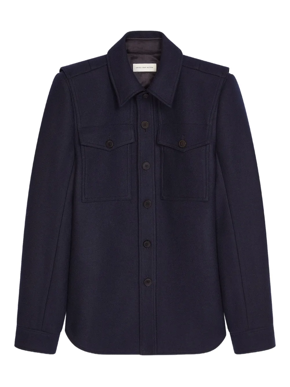 

Рубашка из смесовой шерсти DRIES VAN NOTEN, синий