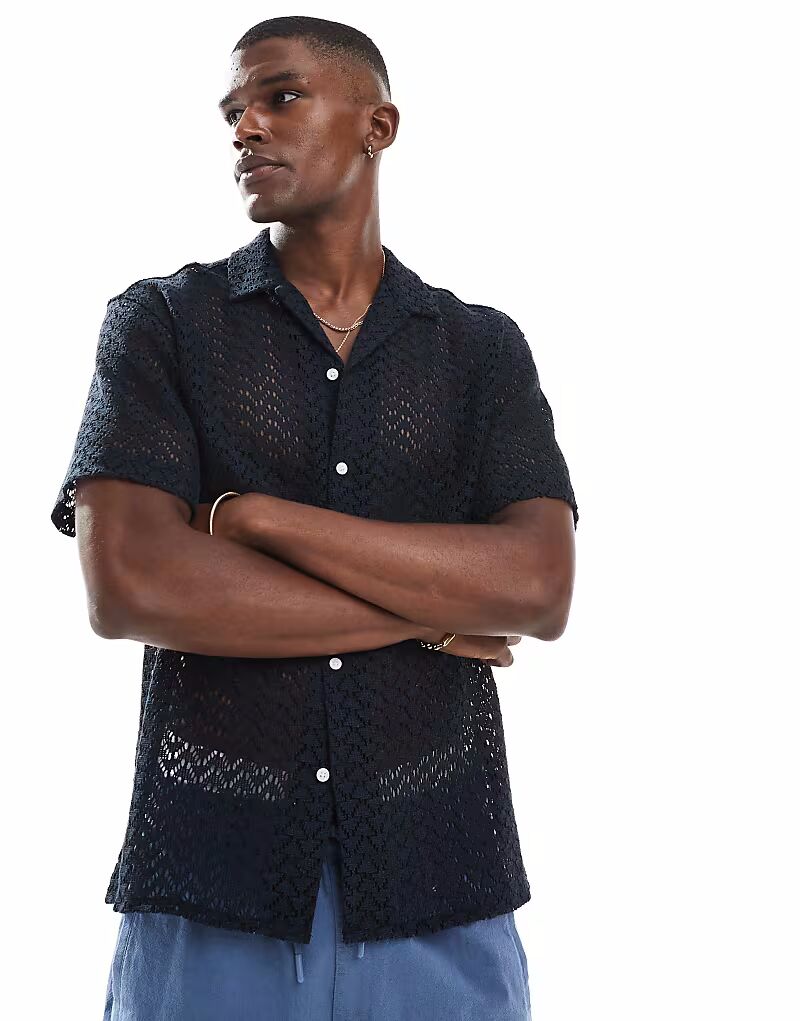 

Рубашка крючком Jack & Jones темно-синего цвета