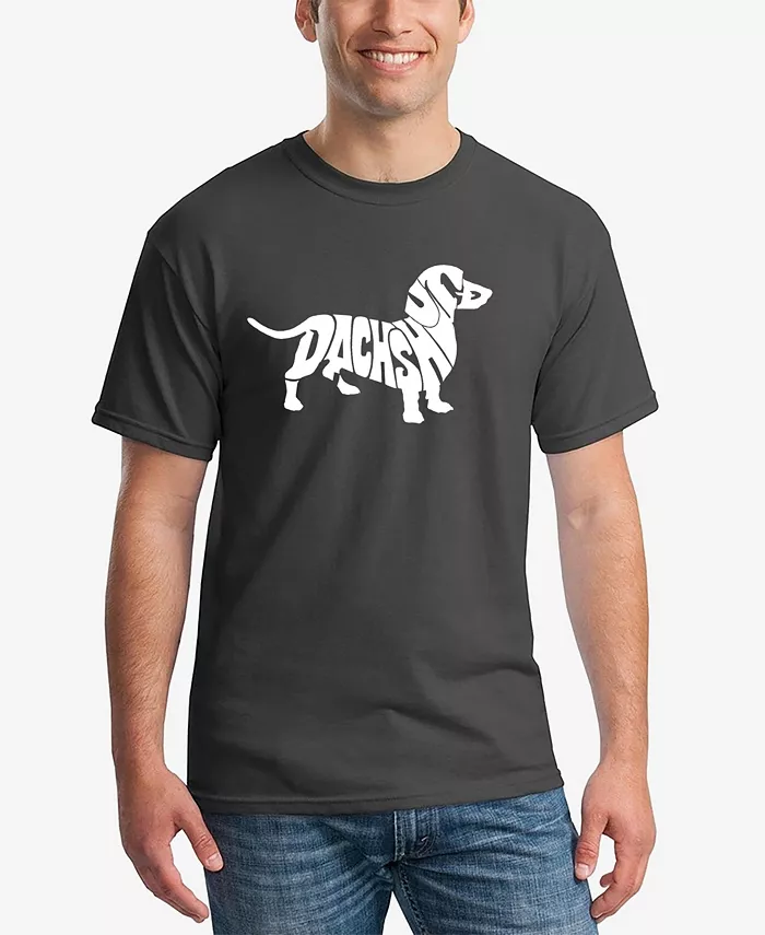 

Мужская футболка с принтом "Dachshund" с коротким рукавом LA Pop Art, серый