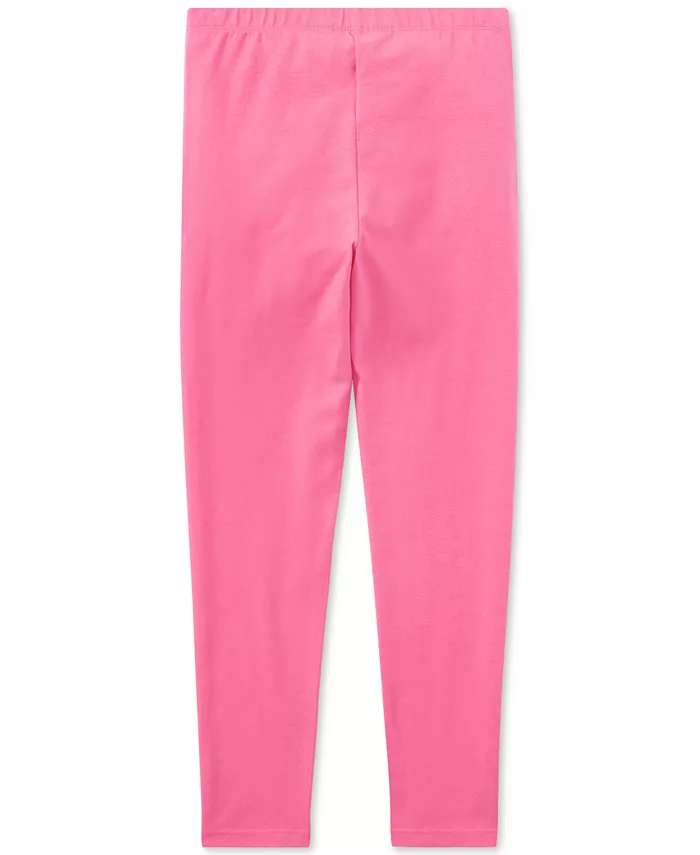 Леггинсы из хлопка с вышивкой пони Big Girls Stretch Polo Ralph Lauren, розовый — фото 2