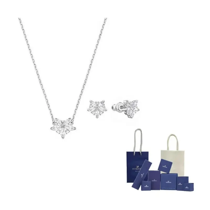 

Леди rhodium plated alpine flower комплект: колье, серьги-кольца, одежда для женщин Swarovski