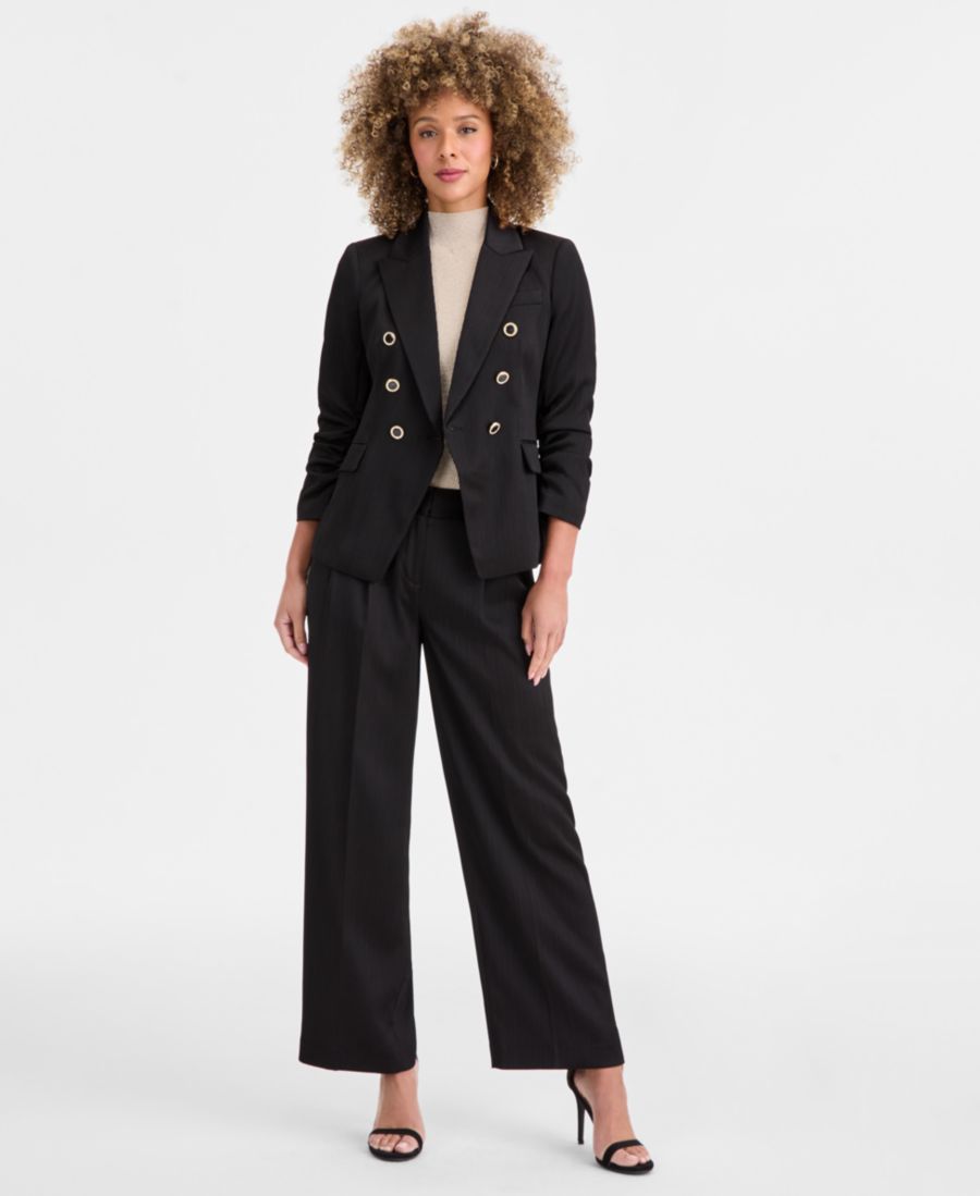 

Женские широкие брюки из фактурного атласа Tahari ASL, Black