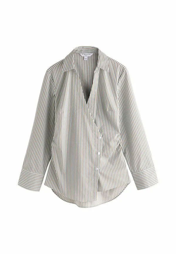 Асимметричная блузка прямого кроя с длинными рукавами и пуговицами Next, Blue/Brown Stripe