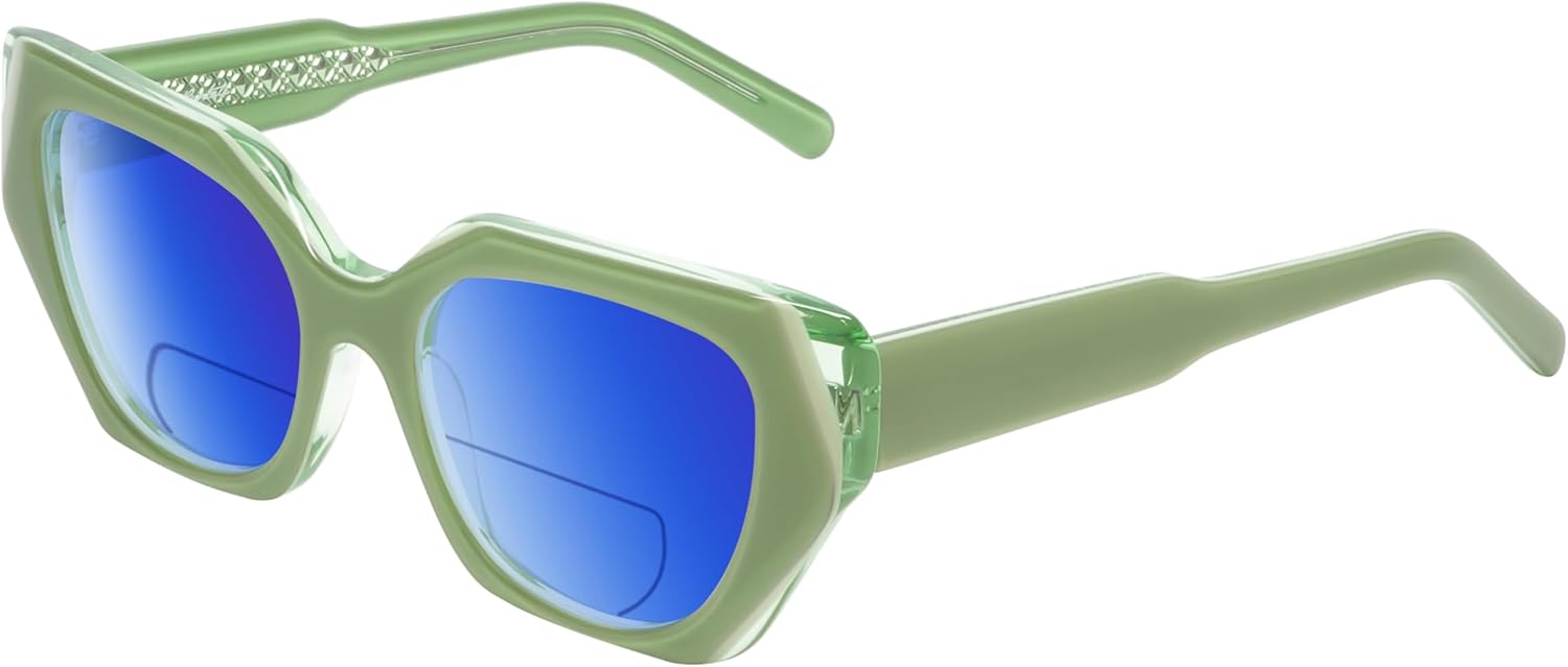 

Женские поляризованные бифокальные солнцезащитные очки Cryptodira для чтения, с защитой от УФ-излучения, для спорта и вождения. Тонированные Reptile, 3-tone Green Crystal/Polarized Blue Mirror