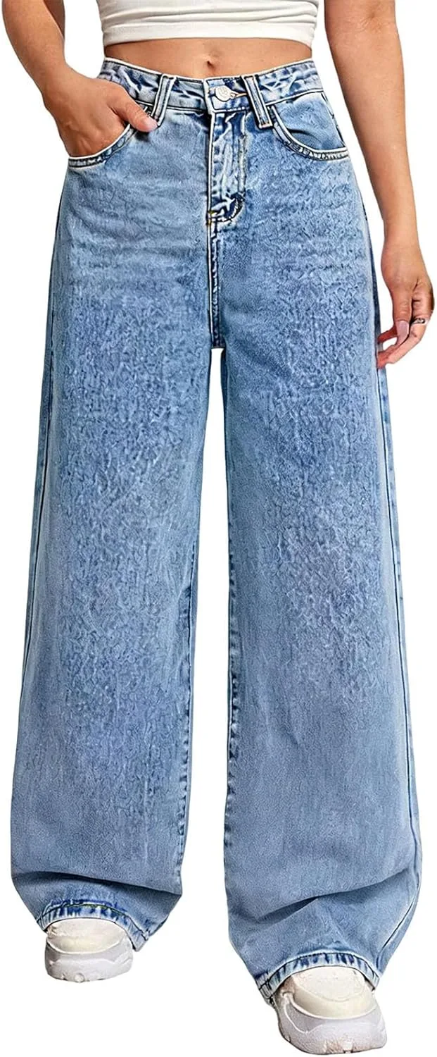 

Прямые джинсы для женщин с высокой талией и свободным кроем